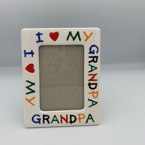 Ceramic Photo Frame I Love My Grandpa Colorful Heart Stand Up Desk Decor